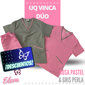 UQ - VINCA DÚO ROSA PASTEL & GRIS PERLA