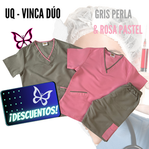UQ - VINCA DÚO GRIS PERLA & ROSA PASTEL