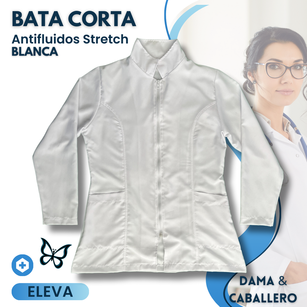 BATA CORTA ANTIFLUIDOS STRETCH | BLANCA