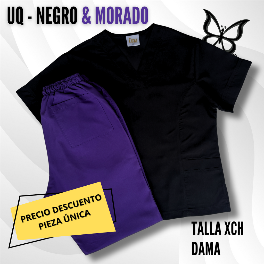 PIEZA ÚNICA - UQ DE LINEA NEGRO & MORADO LISO TALLA XCH DAMA