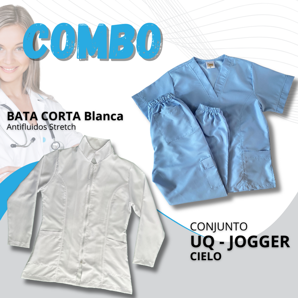 COMBO BATA CORTA & UQ JOGGER CIELO