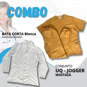 COMBO BATA CORTA & UQ JOGGER MOSTAZA