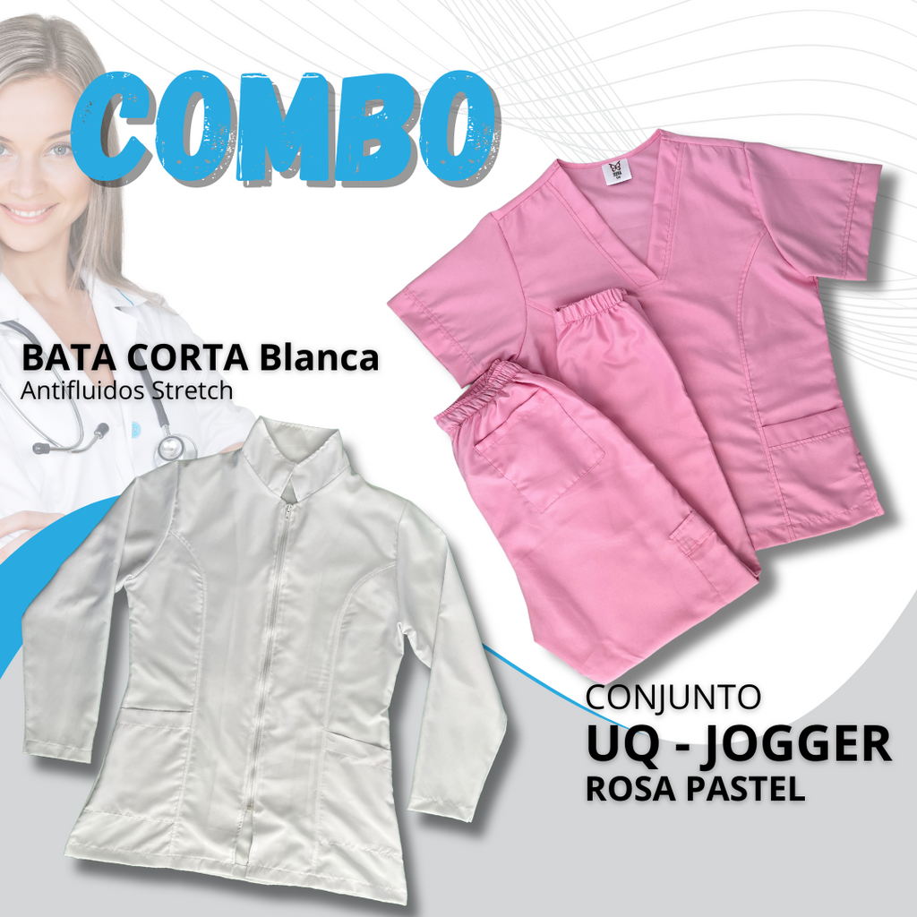 COMBO BATA CORTA & UQ JOGGER ROSA PASTEL