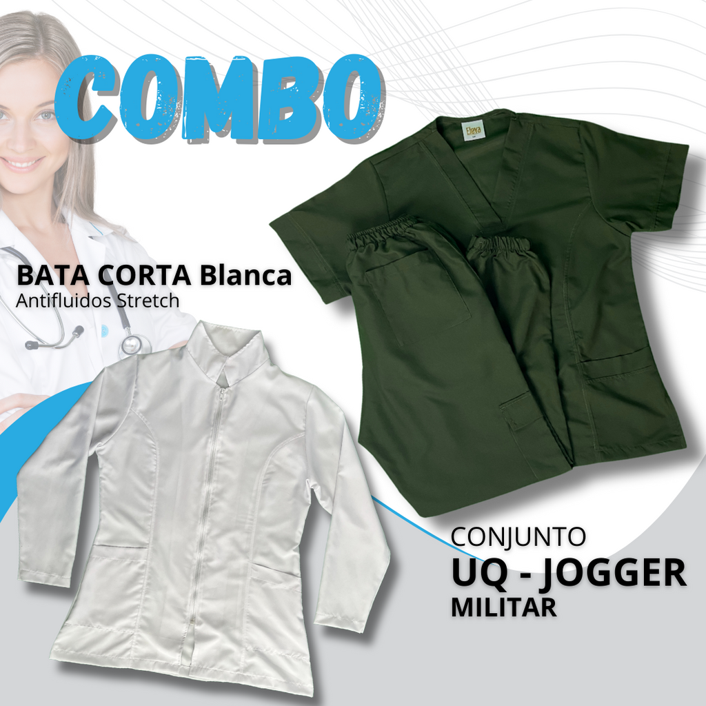 COMBO BATA CORTA & UQ JOGGER MILITAR