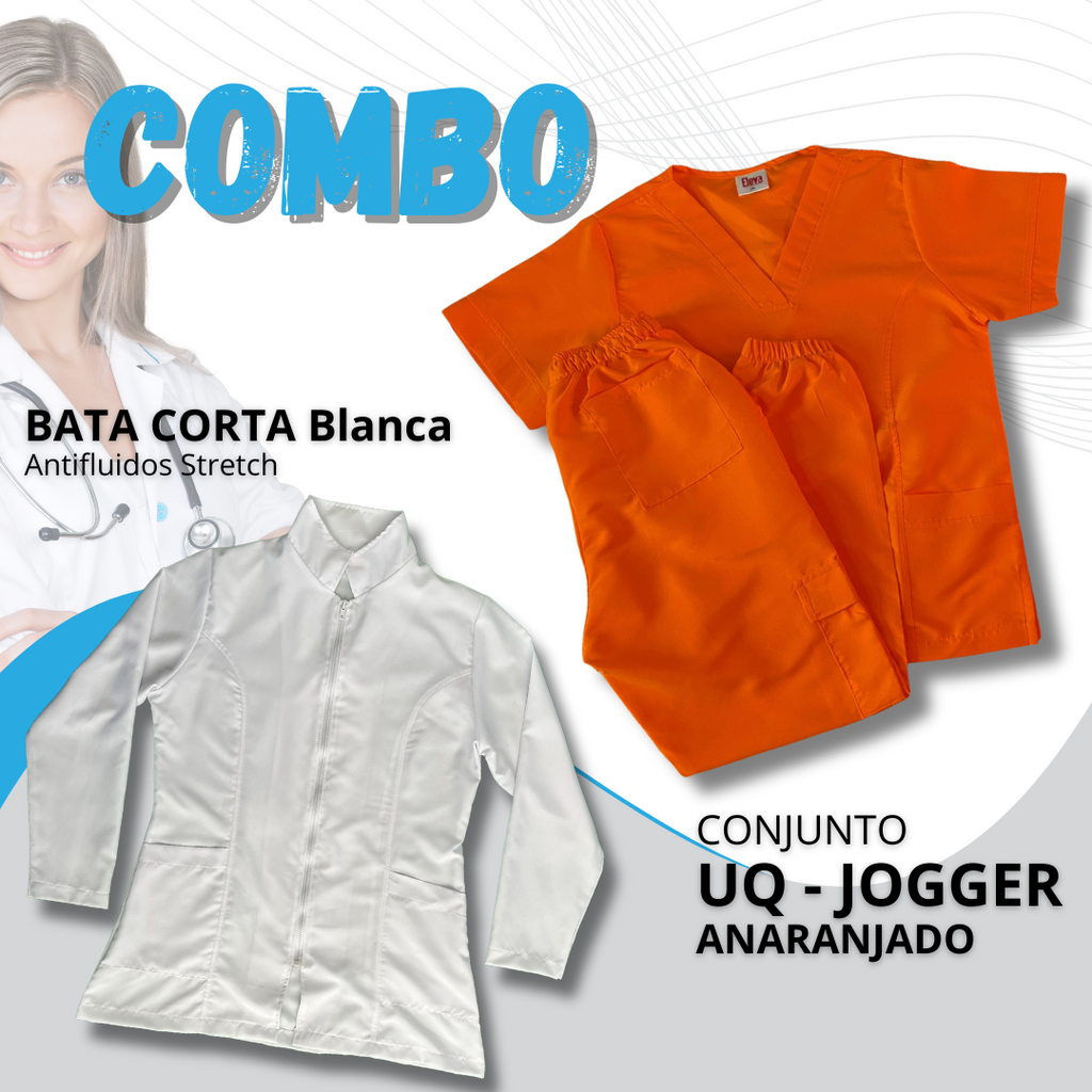 COMBO BATA CORTA & UQ JOGGER ANARANJADO