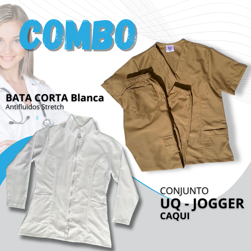 COMBO BATA CORTA & UQ JOGGER CAQUI