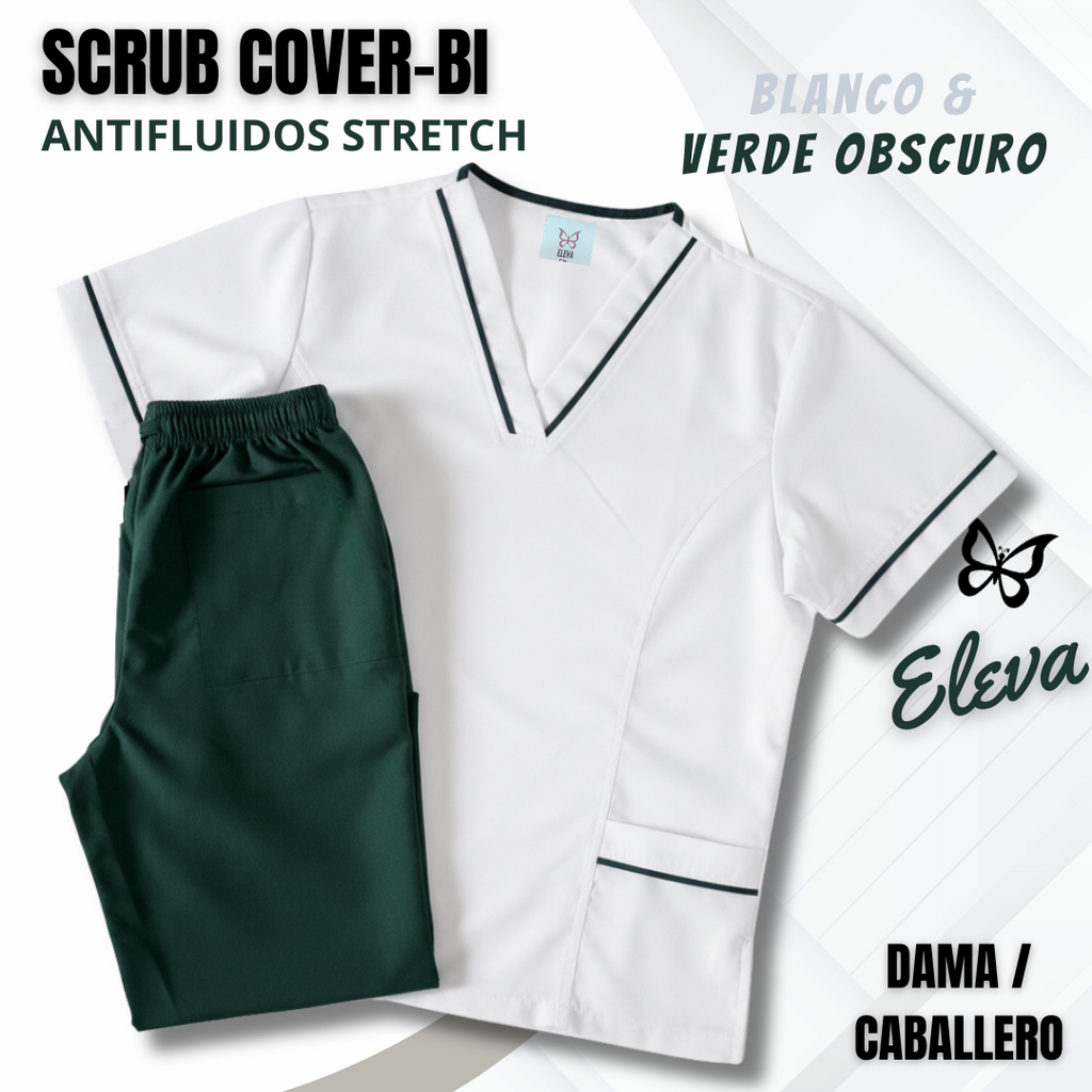 SCRUB COVER-BI BLANCO & VERDE OBSCURO