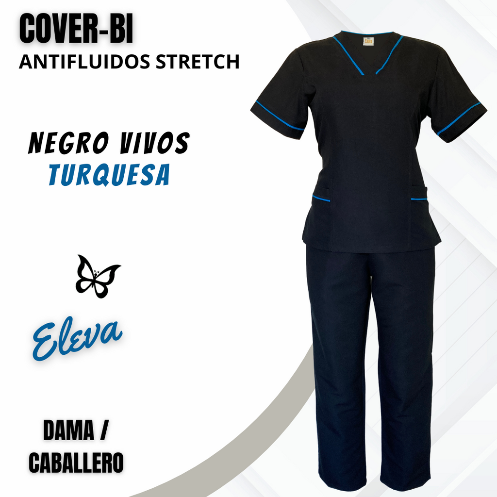 SCRUB COVER-BI NEGRO VIVOS TURQUESA