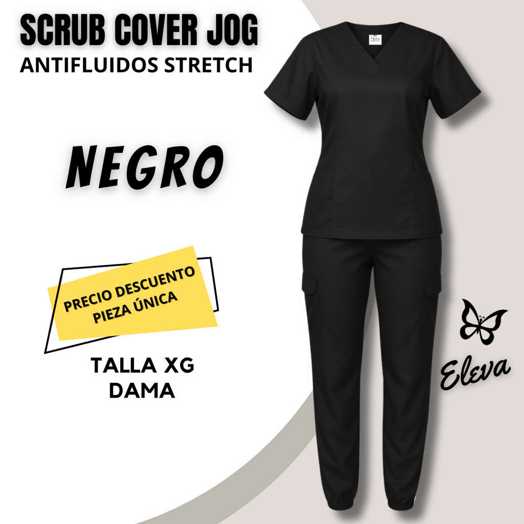 PIEZA ÚNICA - SCRUB COVERJOG NEGRO TALLA XG DAMA