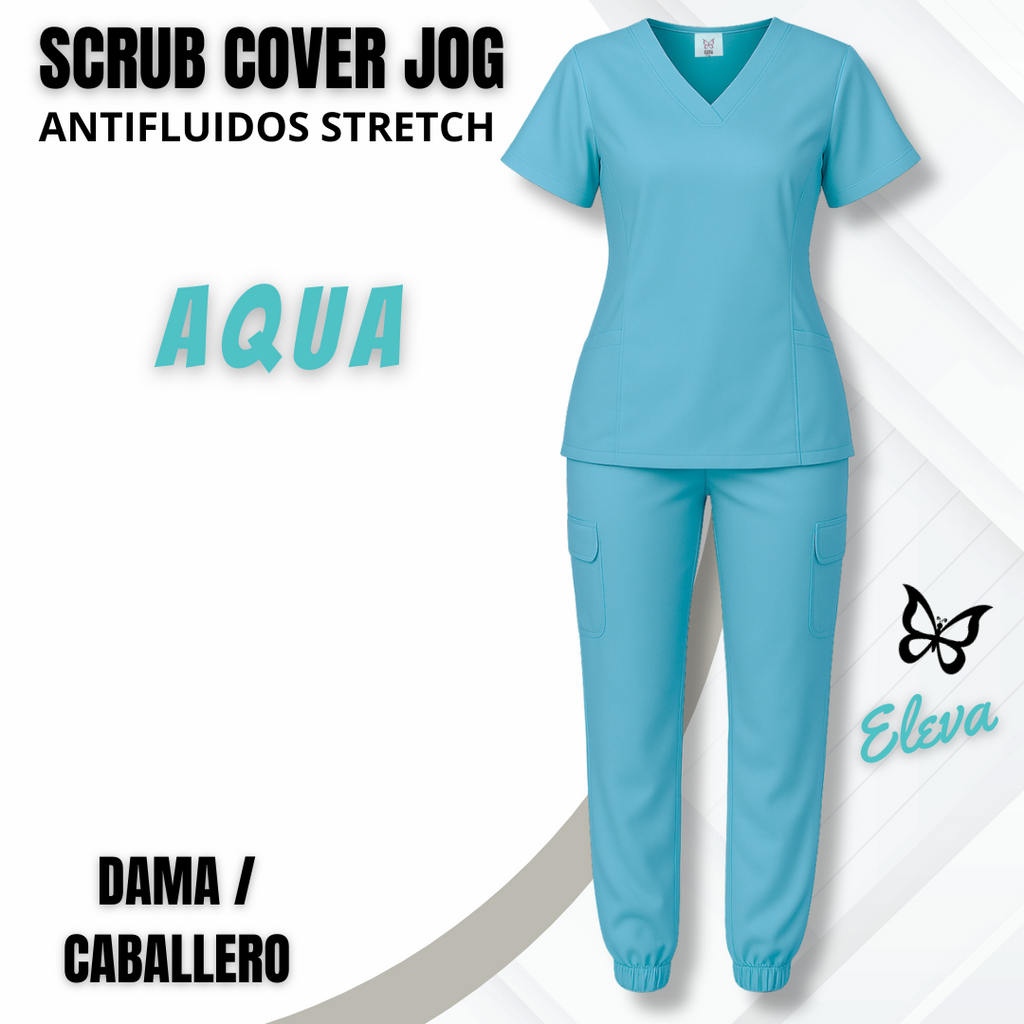 SCRUB COVER JOG - AQUA