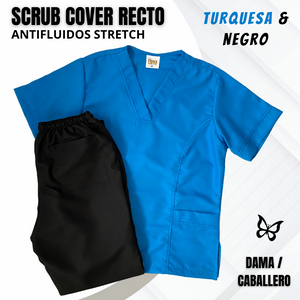 SCRUB COVER-RECTO TURQUESA & NEGRO