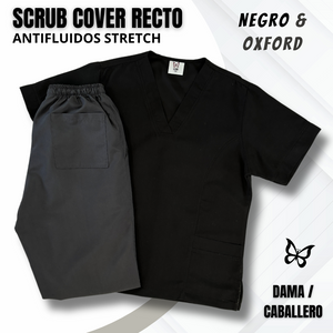 SCRUB COVER-RECTO NEGRO & OXFORD