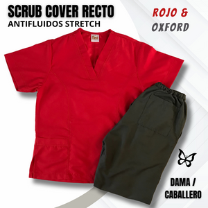 SCRUB COVER-RECTO ROJO & OXFORD