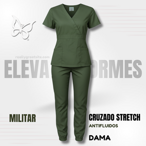 SCRUB CRUZADO STRETCH - MILITAR