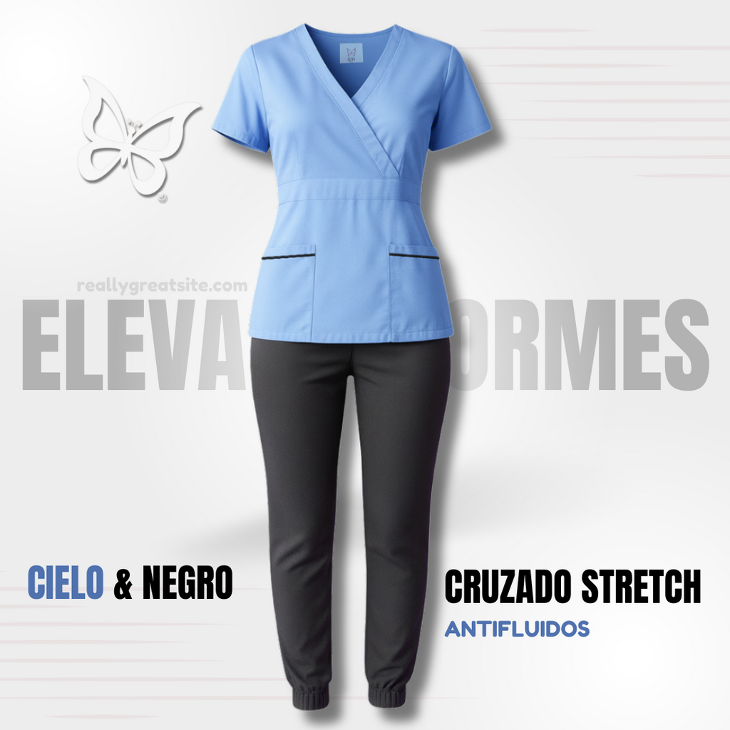 SCRUB CRUZADO STRETCH - CIELO & OXFORD