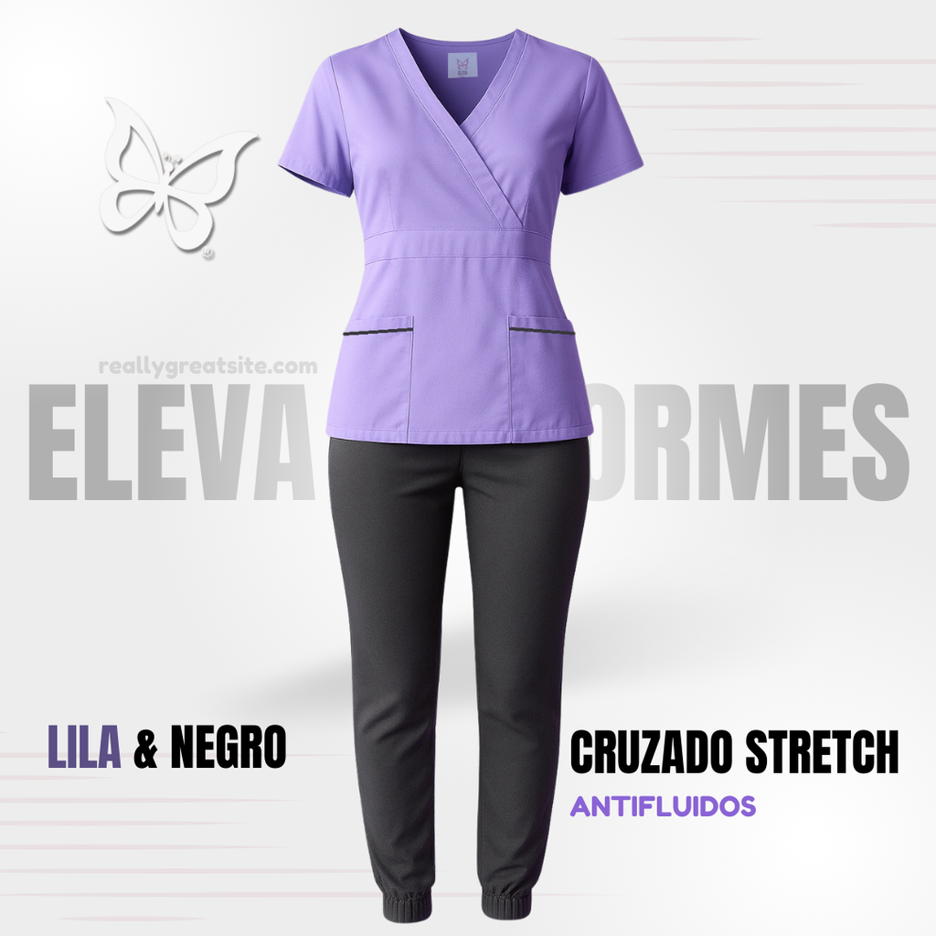 SCRUB CRUZADO STRETCH - LILA & OXFORD