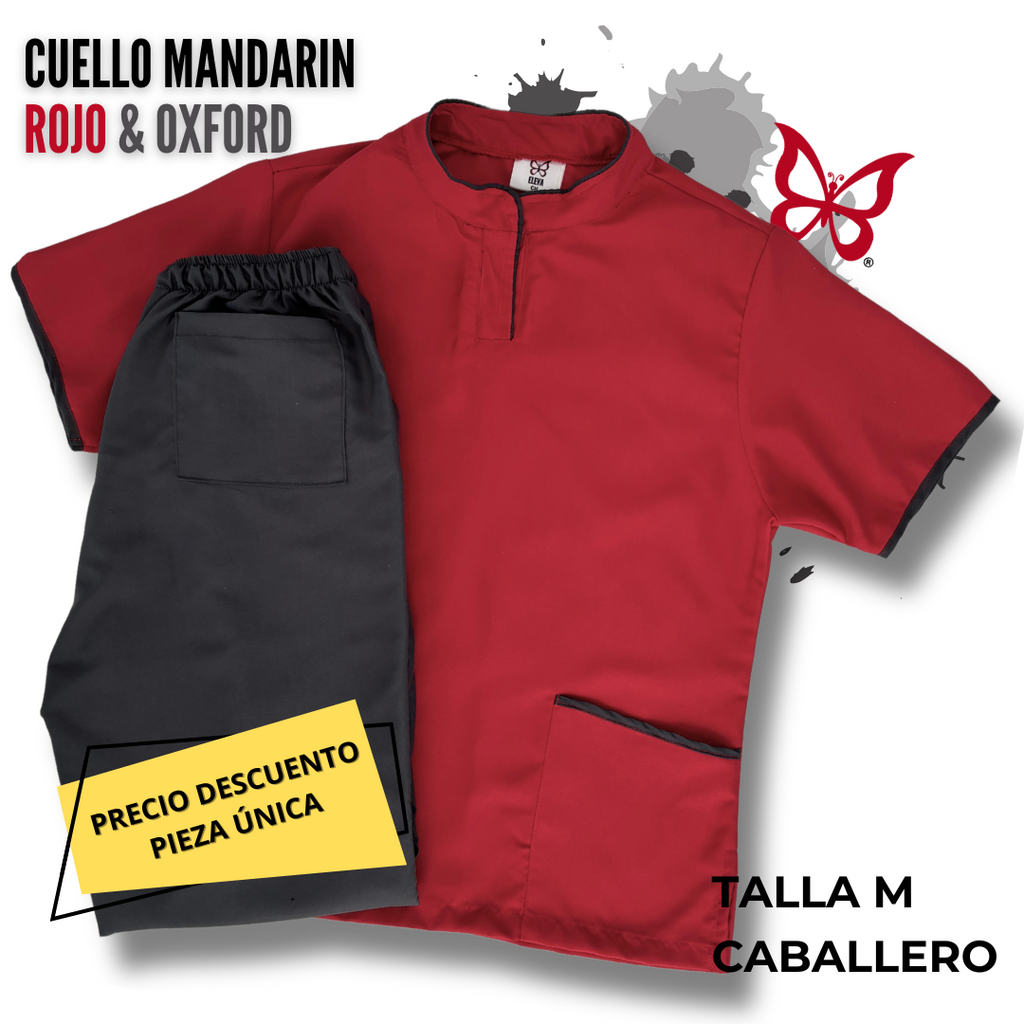 PIEZA ÚNICA - UQ CUELLO MANDARÍN ROJO & OXFORD TALLA M CABALLERO