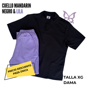 PIEZA ÚNICA - UQ CUELLO MANDARÍN NEGRO & LILA TALLA XG DAMA