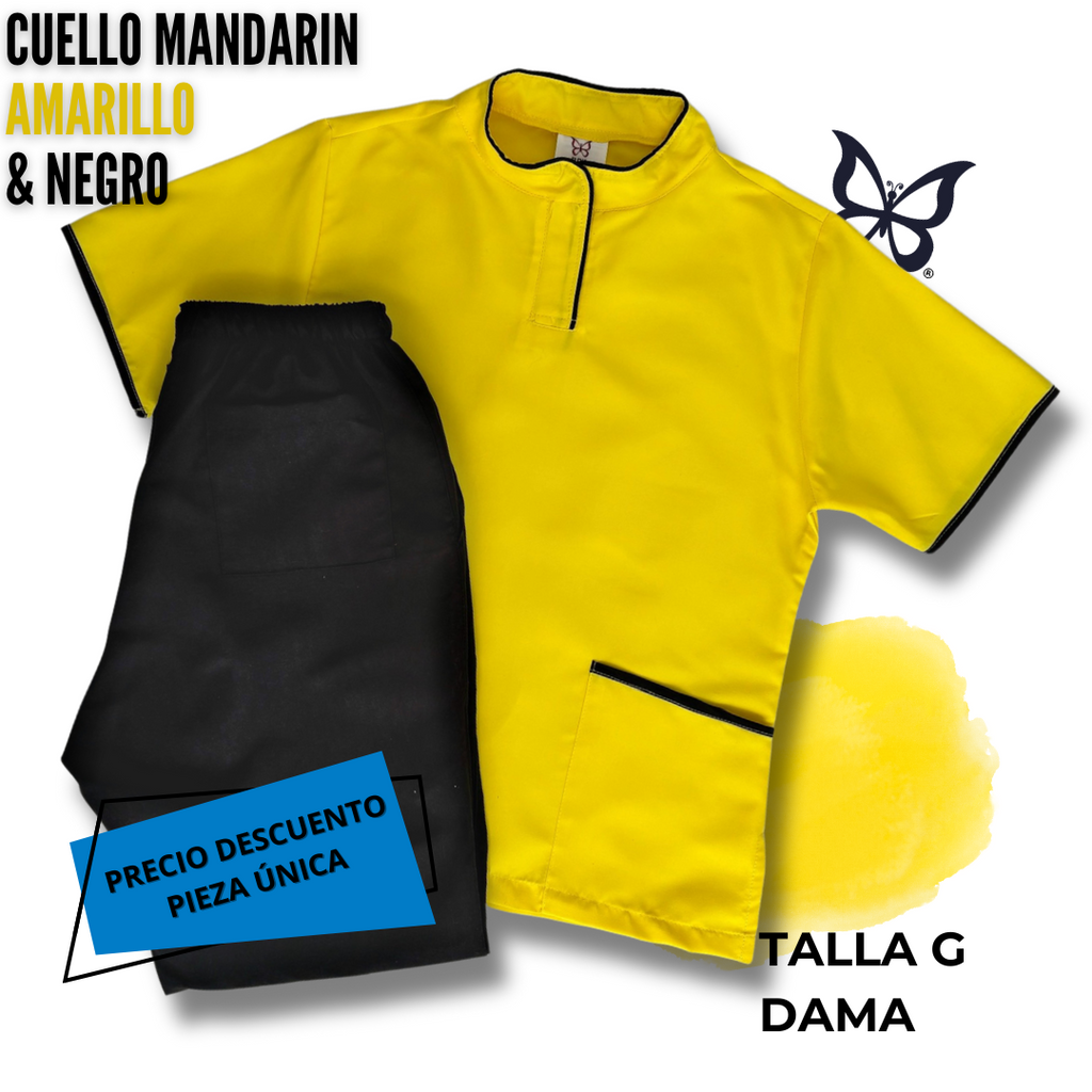 PIEZA ÚNICA - UQ CUELLO MANDARÍN AMARILLO & NEGRO TALLA G DAMA