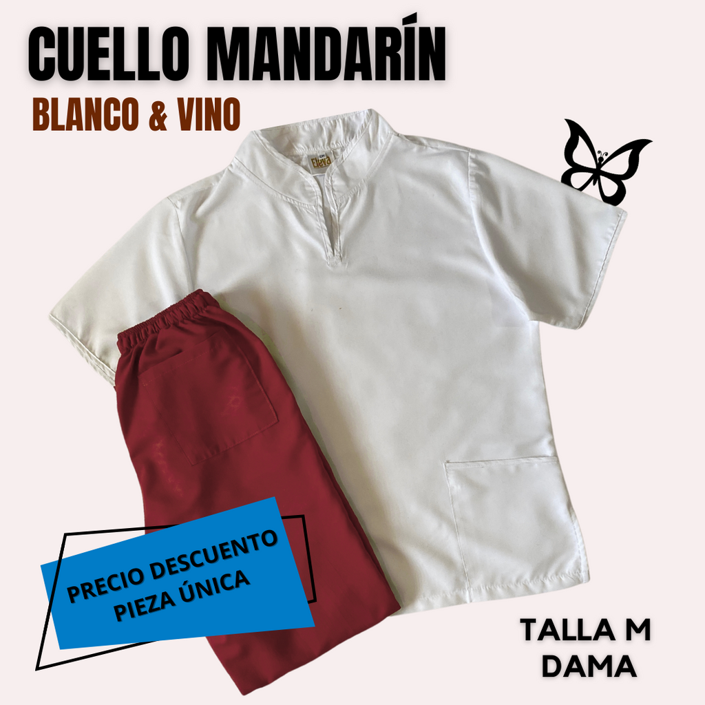 PIEZA ÚNICA - UQ CUELLO MANDARÍN BLANCO & VINO TALLA M DAMA