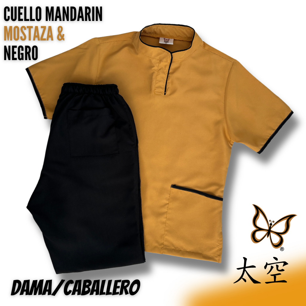 UQ - CUELLO MANDARÍN MOSTAZA & NEGRO