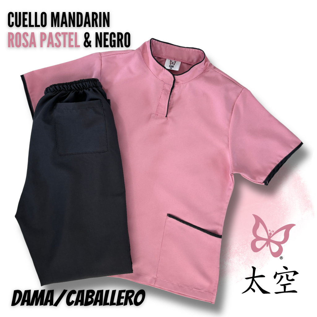 UQ - CUELLO MANDARÍN ROSA PASTEL & NEGRO