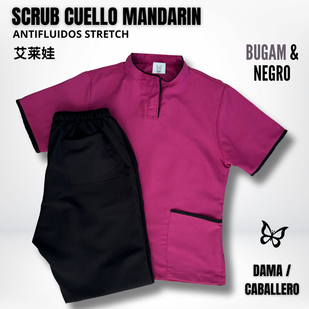 SCRUB CUELLO MANDARÍN BUGAM & NEGRO