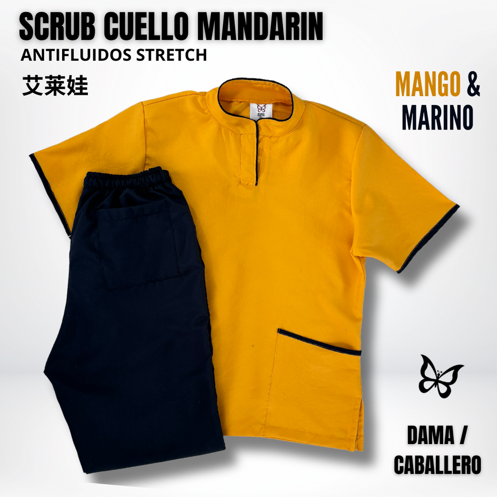 SCRUB CUELLO MANDARÍN MANGO & MARINO