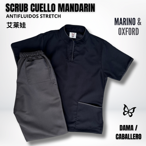 SCRUB CUELLO MANDARÍN MARINO & OXFORD