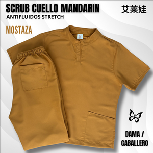 SCRUB CUELLO MANDARÍN MOSTAZA