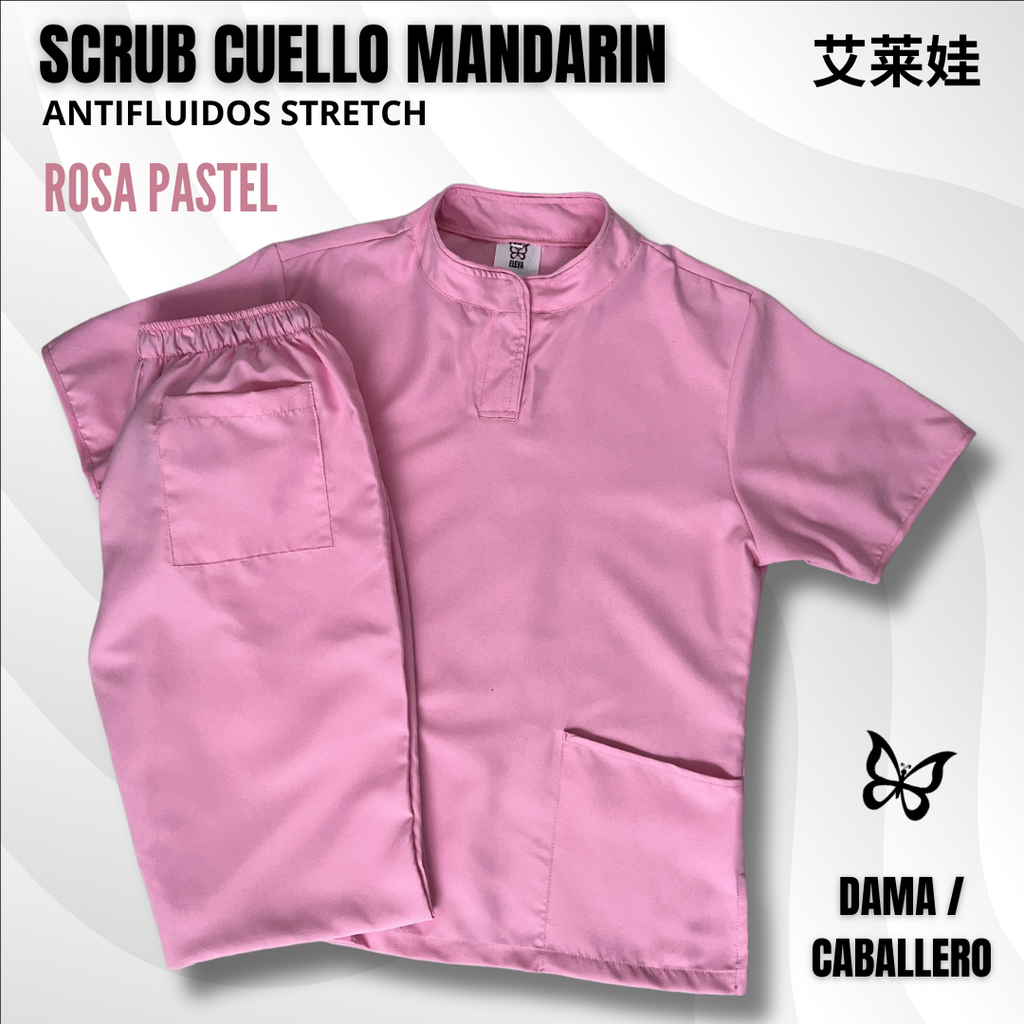 SCRUB CUELLO MANDARÍN ROSA PASTEL