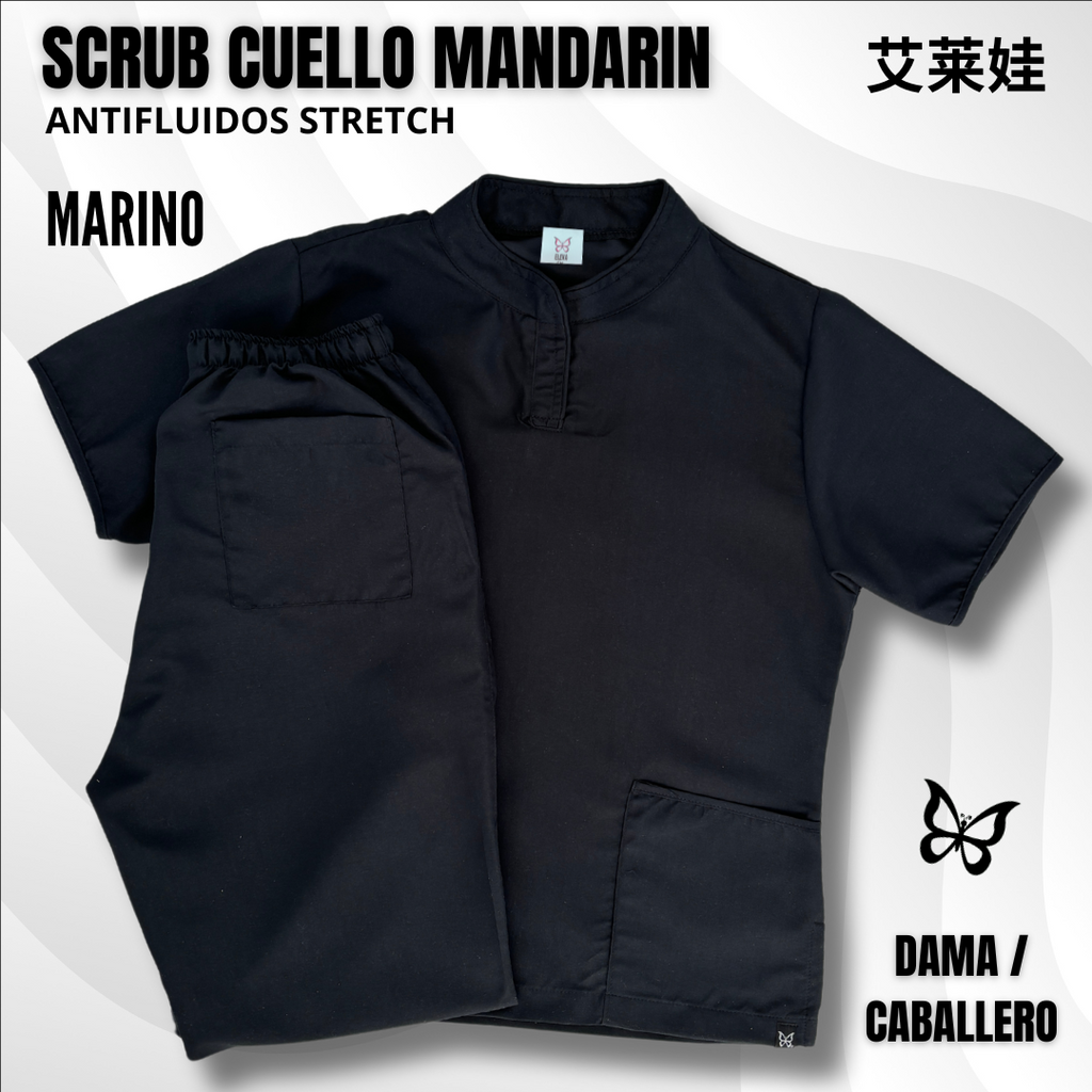 SCRUB CUELLO MANDARÍN MARINO