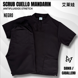 SCRUB CUELLO MANDARÍN NEGRO