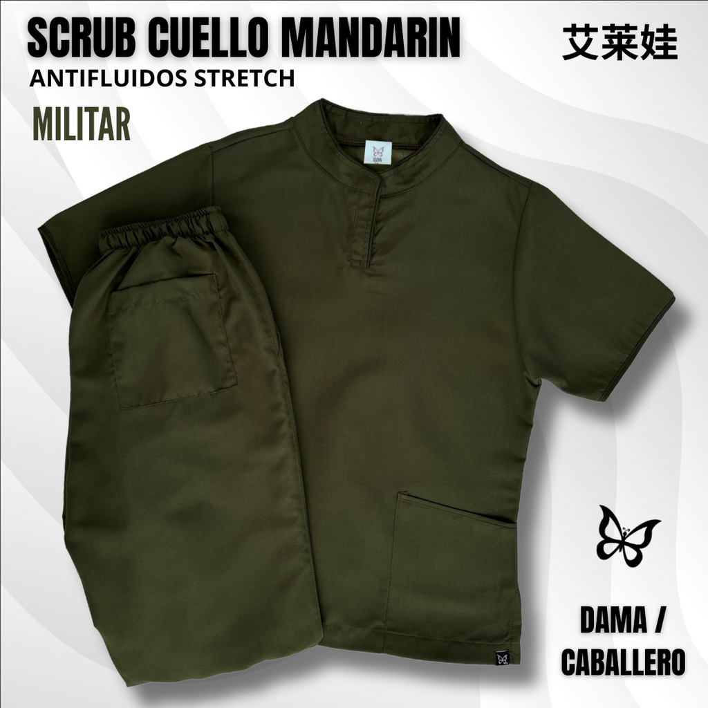 SCRUB CUELLO MANDARÍN MILITAR