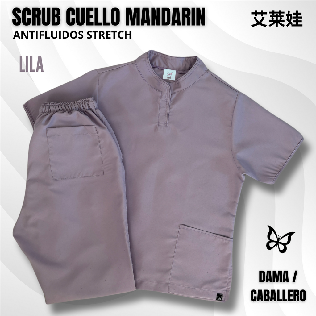 SCRUB CUELLO MANDARÍN LILA