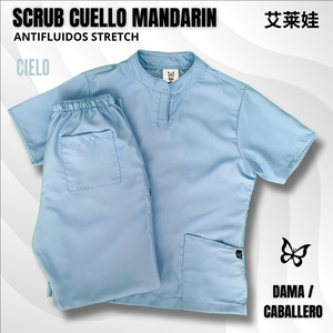 SCRUB CUELLO MANDARÍN CIELO