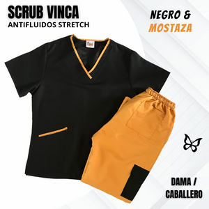 SCRUB VINCA NEGRO & MOSTAZA