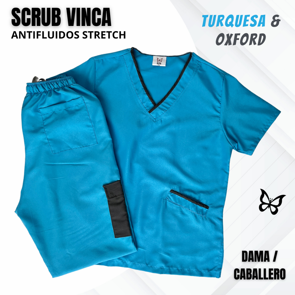 SCRUB VINCA TURQUESA & OXFORD