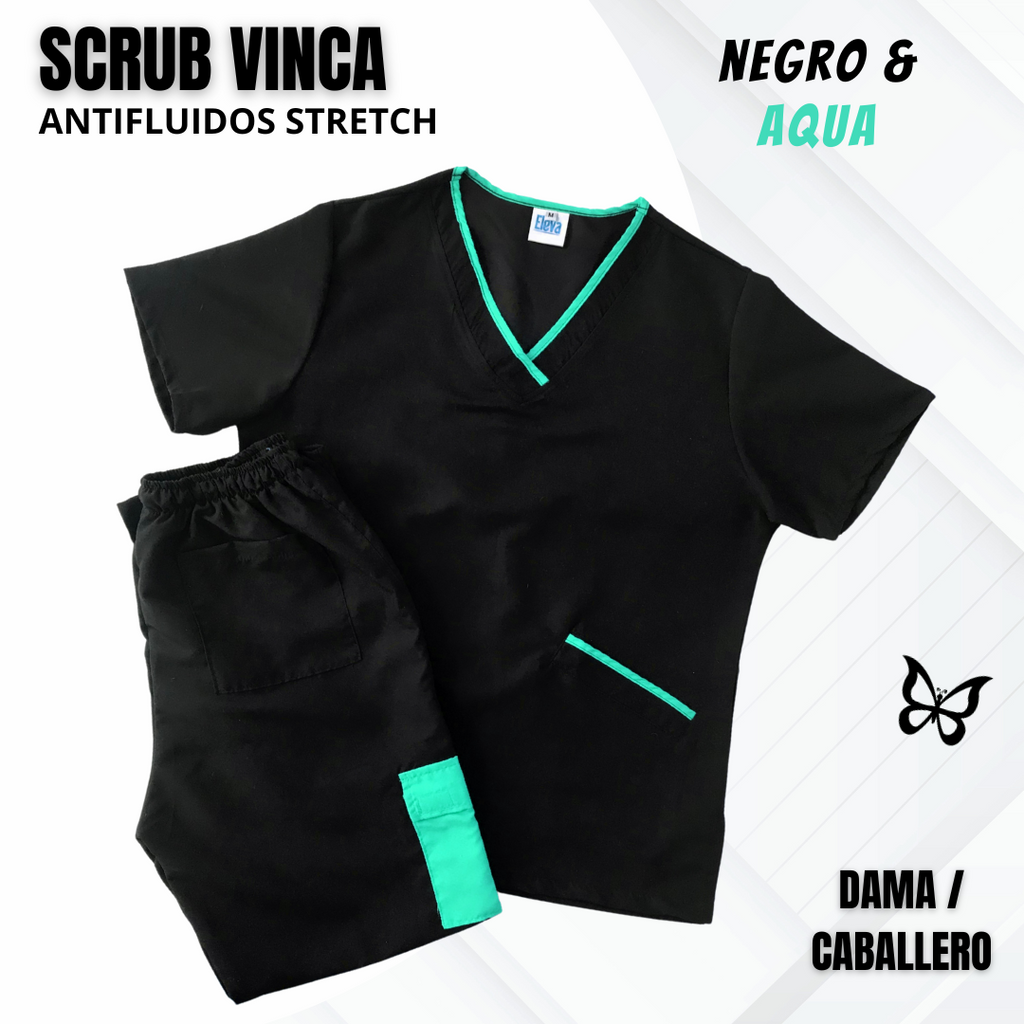 SCRUB VINCA NEGRO & AQUA