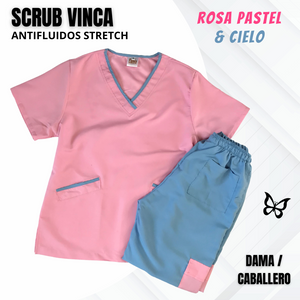 SCRUB VINCA ROSA PASTEL & CIELO