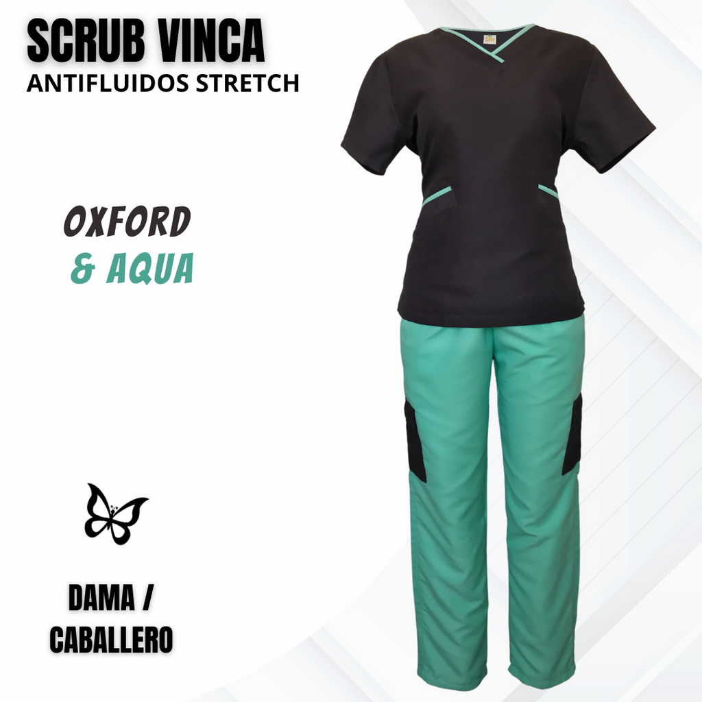 SCRUB VINCA OXFORD & AQUA