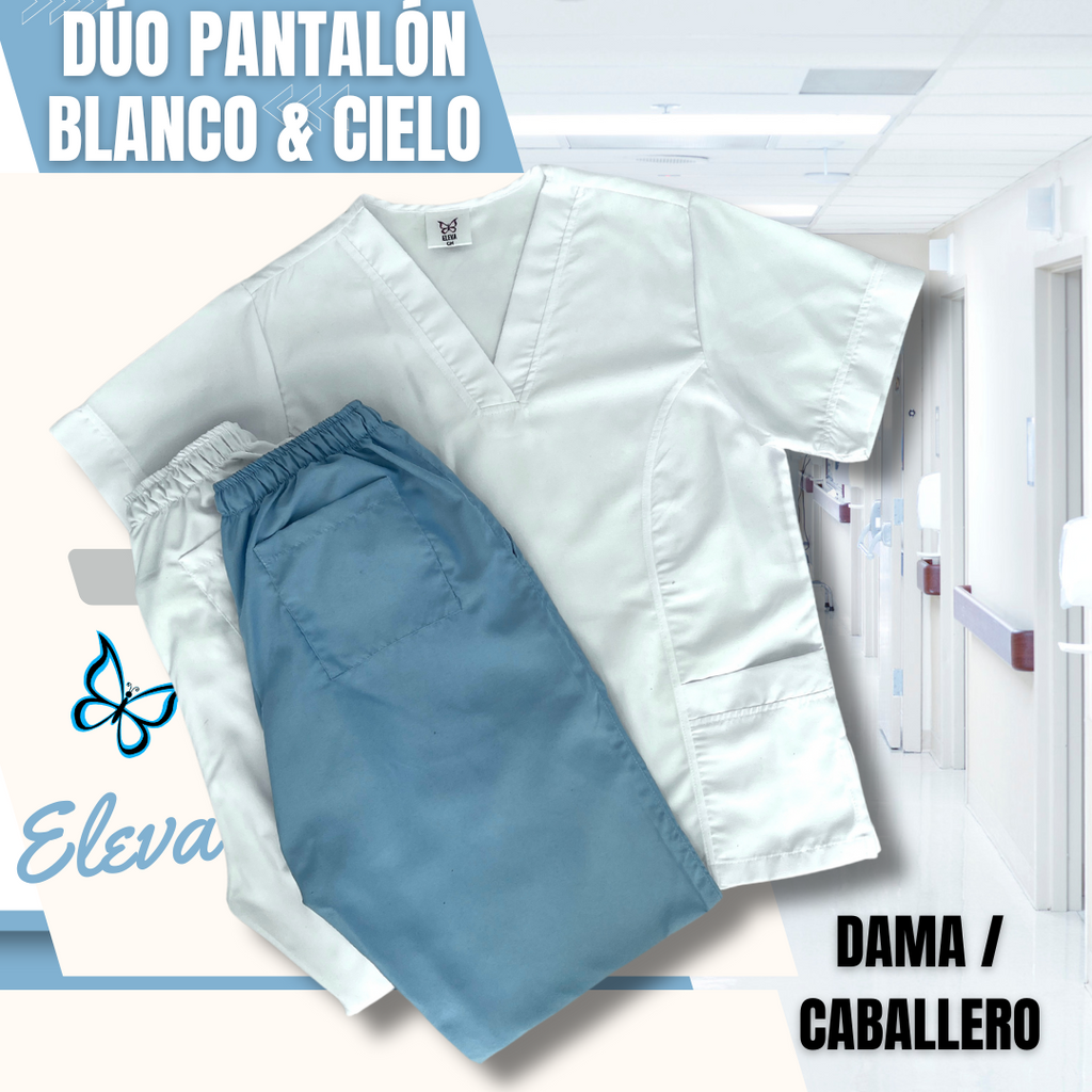 DÚO PANTALÓN - BLANCO & CIELO