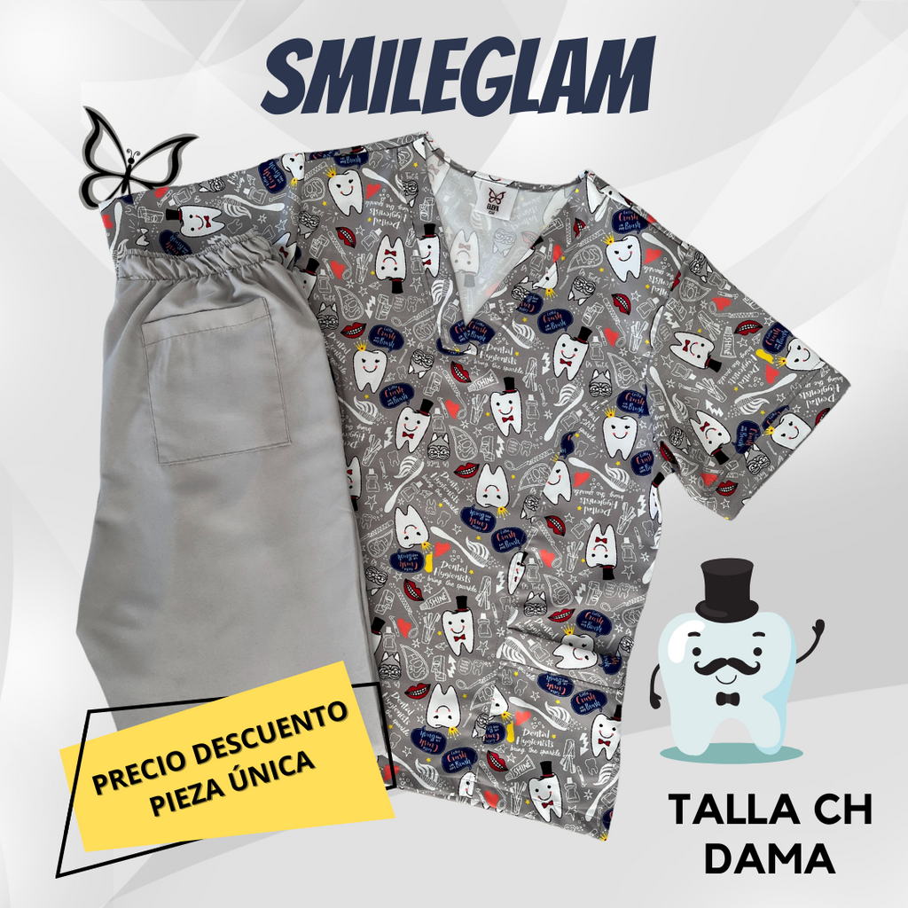 PIEZA ÚNICA - UQ ESTAMPADO SMILEGLAM I PANT. GRIS PERLA TALLA CH DAMA