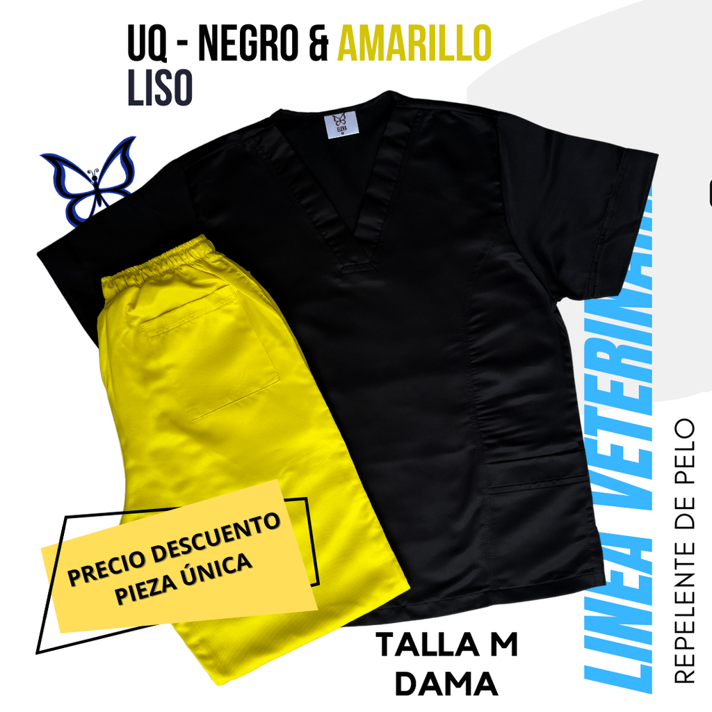 PIEZA ÚNICA - UQ  DE LINEA VET NEGRO & AMARILLO TALLA M DAMA
