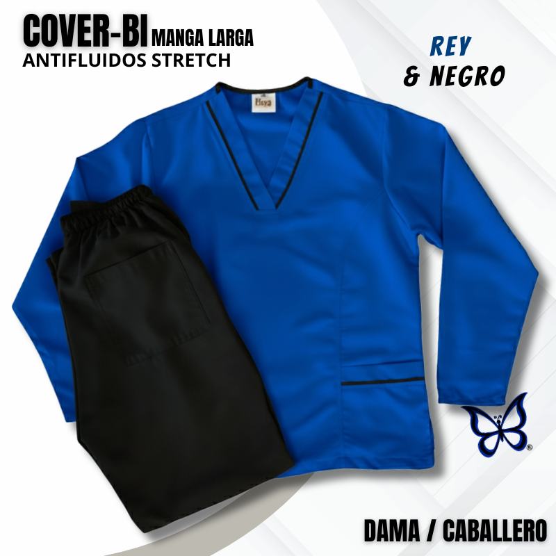 SCRUB COVER-BI MANGA LARGA REY & NEGRO