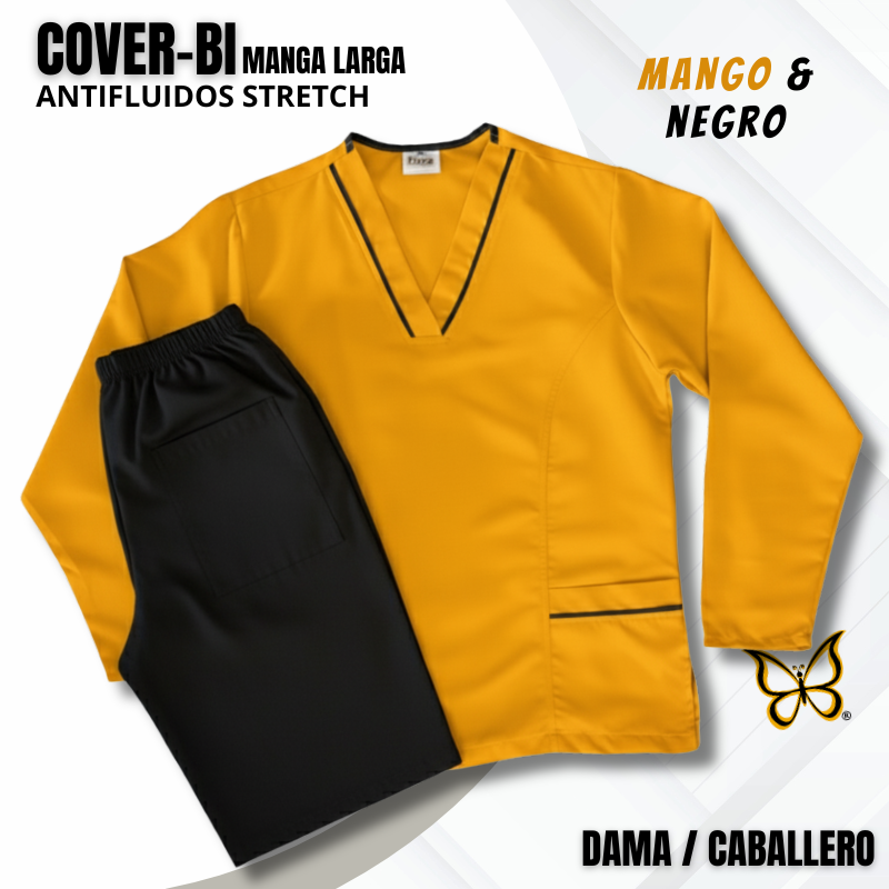 SCRUB COVER-BI MANGA LARGA MANGO & NEGRO