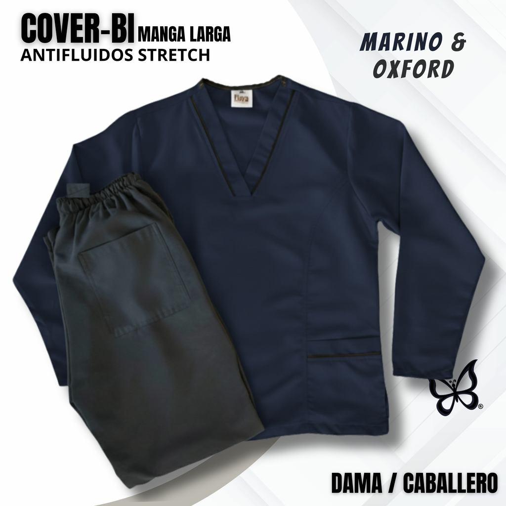 SCRUB COVER-BI MANGA LARGA MARINO & OXFORD