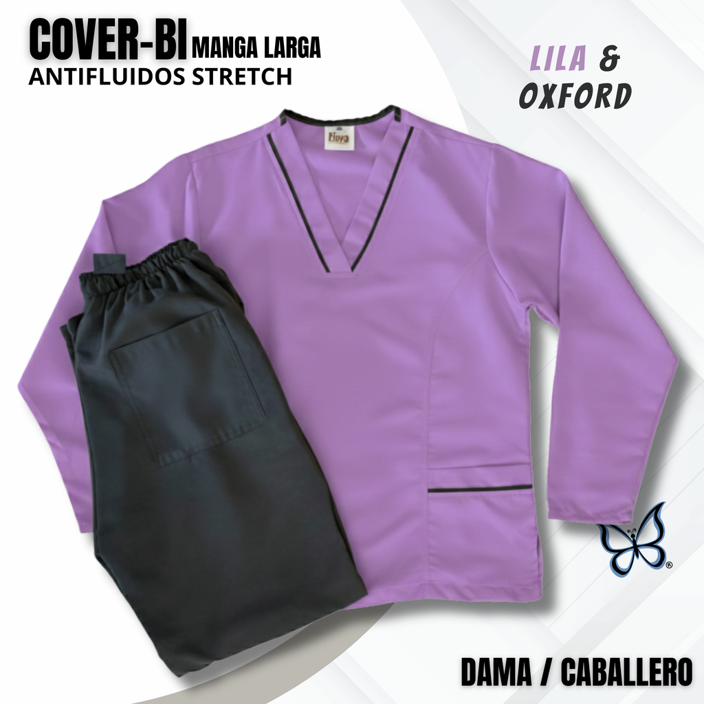 SCRUB COVER-BI MANGA LARGA LILA & OXFORD