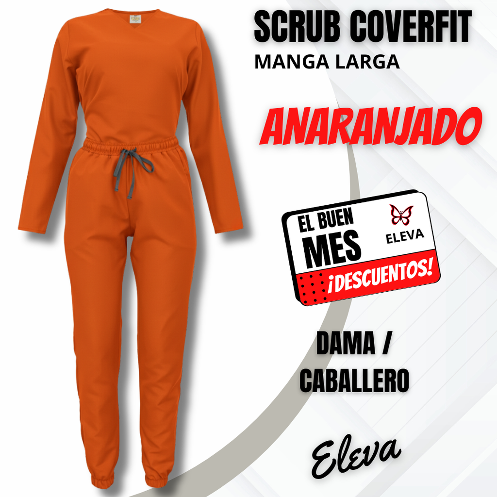 SCRUB COVERFIT ANARANJADO - MANGA LARGA