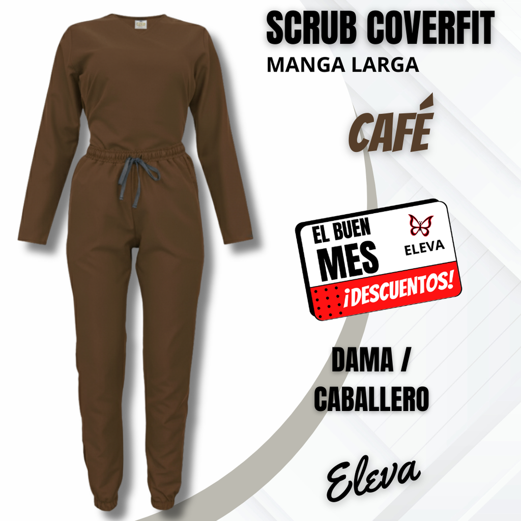 SCRUB COVERFIT CAFE - MANGA LARGA